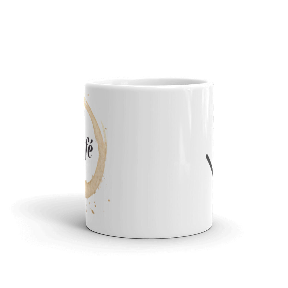 Cafe + Bindrune white glossy mug