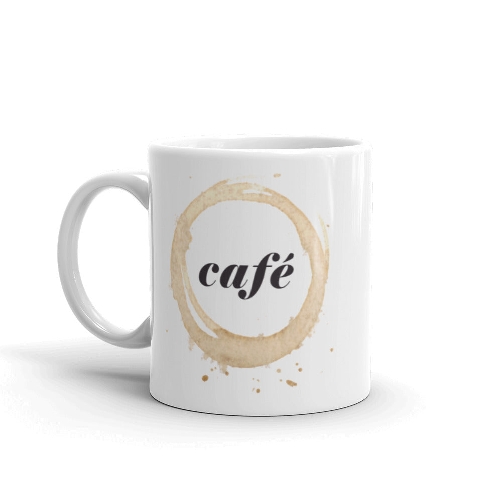 Cafe + Bindrune white glossy mug