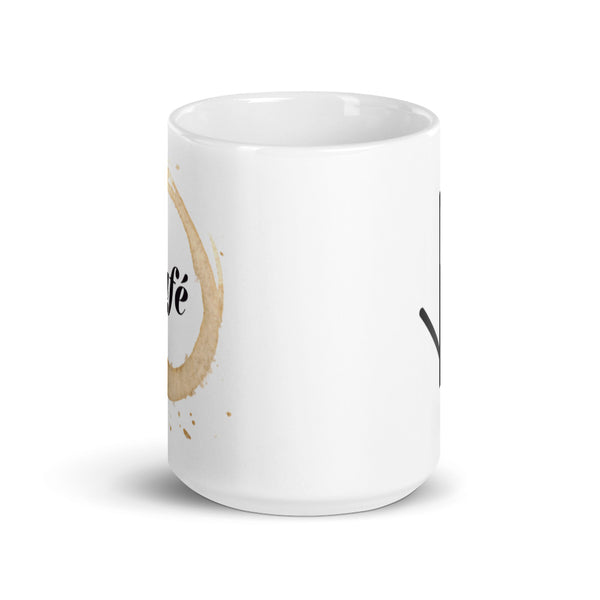 Cafe + Bindrune white glossy mug