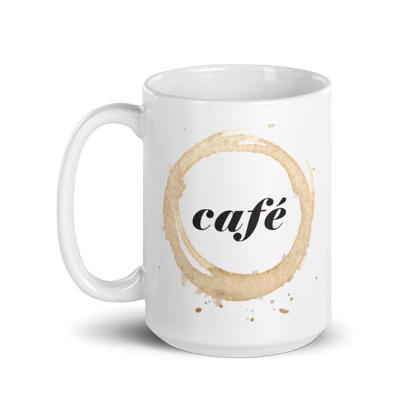 Cafe + Bindrune white glossy mug